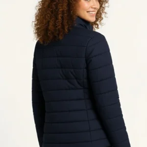 Alternative view of Kadın Mikro Su İtici Kapitone Baskılı Astarlı Fermuarlı Bomber Mont - Lacivert