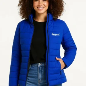 Alternative view of Kadın Mikro Su İtici Kapitone Baskılı Astarlı Fermuarlı Bomber Mont - Saks Mavisi