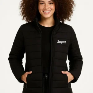 Kadın Mikro Su İtici Kapitone Baskılı Astarlı Fermuarlı Bomber Mont - Siyah