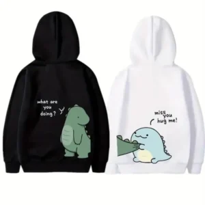 Alternative view of Sevgililer Günü Özel Unisex Kapüşonlu Baskılı Oversize Sweatshirt - Beyaz