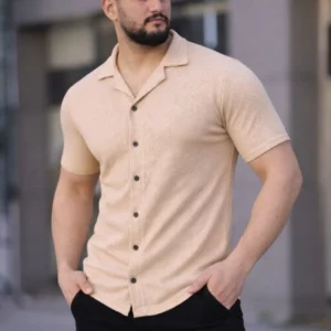 Alternative view of Erkek Waffle Dokuma Açık Yakalı Düğmeli Regular Kalıp 2’li Gömlek Seti - Lacivert & Gri