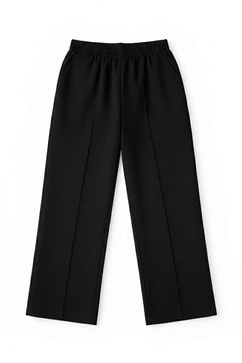 Osy Modal yumuşak dokulu Kumaş Tesettür Cepli Tunik Pantolon Takım - Siyah - Görsel 4