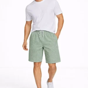 Erkek Pötikareli Şort – Beli Lastikli Bağcıklı, Cepli, Rahat Kesim Günlük Yazlık Şort - Mint Yeşili