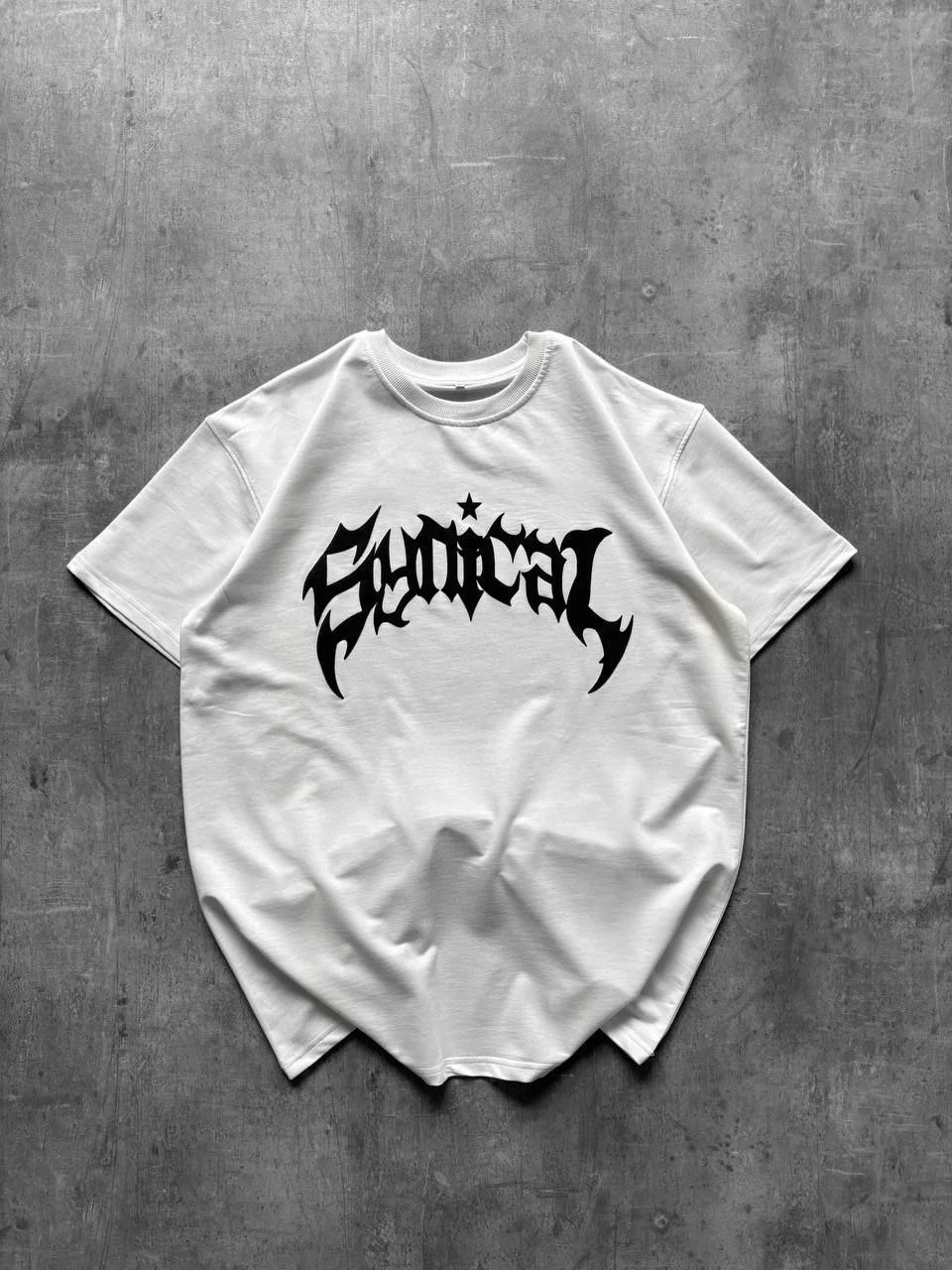 Kadın Bisiklet Yaka Ön Baskılı Kısa Kollu Tişört Streetwear Günlük Basic Pamuklu T-shirt - Beyaz - Görsel 4