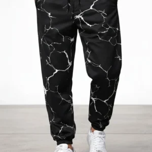 Alternative view of Erkek Dijital Baskılı Eşofman Altı Kışlık Üç İplik Şardonlu Kumaş Lastikli Paça, Cepli, Rahat Kalıp - Siyah