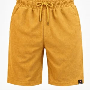 Alternative view of Erkek otoban Dokuma Şort Beli Lastikli Bağcıklı, Cepli, Rahat Kesim Günlük Yazlık Şort - Hardal
