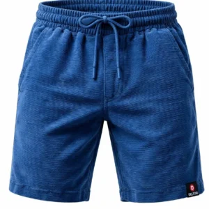 Alternative view of Erkek otoban Dokuma Şort Beli Lastikli Bağcıklı, Cepli, Rahat Kesim Günlük Yazlık Şort - İndigo