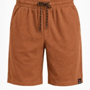 Alternative view of Erkek otoban Dokuma Şort Beli Lastikli Bağcıklı, Cepli, Rahat Kesim Günlük Yazlık Şort - Kahverengi