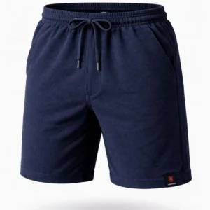 Alternative view of Erkek otoban Dokuma Şort Beli Lastikli Bağcıklı, Cepli, Rahat Kesim Günlük Yazlık Şort - Lacivert