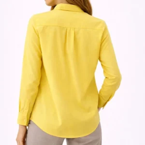 Alternative view of Kadın Uzun Kollu Gömlek Düğmeli Klasik Yaka Günlük ve Ofis Şıklığına uygun - Sarı