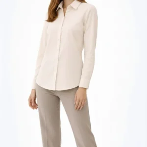 Alternative view of Kadın Uzun Kollu Gömlek Düğmeli Klasik Yaka Günlük ve Ofis Şıklığına uygun - Krem