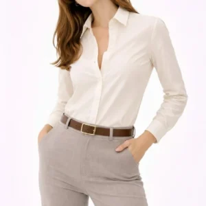 Kadın Uzun Kollu Gömlek Düğmeli Klasik Yaka Günlük ve Ofis Şıklığına uygun - Krem