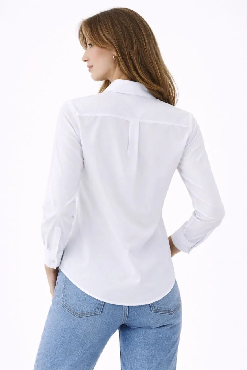 Kadın Uzun Kollu Gömlek Düğmeli Klasik Yaka Günlük ve Ofis Şıklığına uygun - Beyaz - Görsel 2