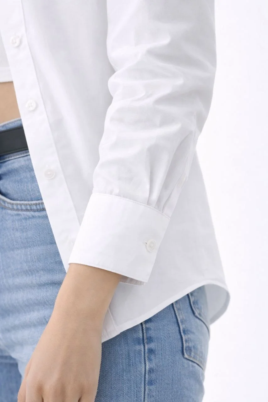 Kadın Uzun Kollu Gömlek Düğmeli Klasik Yaka Günlük ve Ofis Şıklığına uygun - Beyaz - Görsel 5