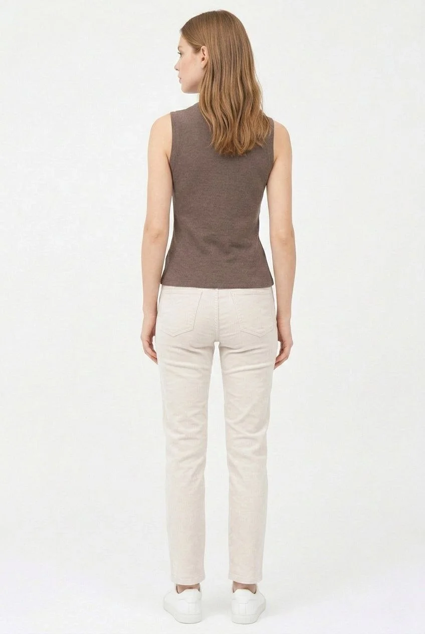 Kadın Yarım Balıkçı Yaka Fitilli Kaşkorse Atlet Basic Şık Bluz Badi - Kahverengi - Görsel 5