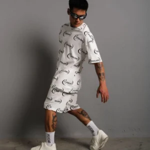 Alternative view of Erkek Baskılı İkili Şortlu Takım - Beyaz