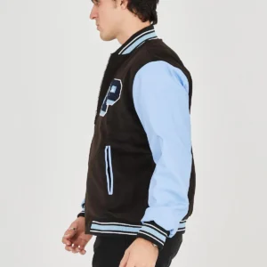 Alternative view of Erkek İçten Elyaf ve Astarlı Kolları Suni Deri Ceket - Mavi